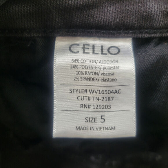 Cello Jeans Juniors 5 Black High Rise Womens Skinny Leg Distressed Denim 28x26.5 - Picture 9 of 16